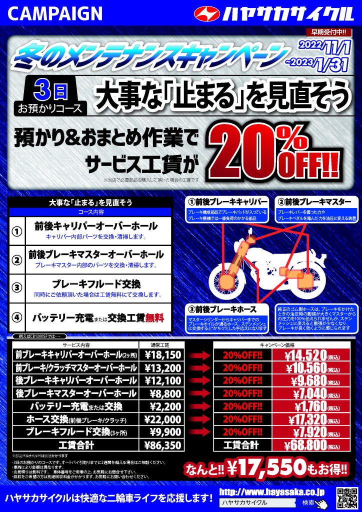 冬のメンテナンス3日お預かりコース