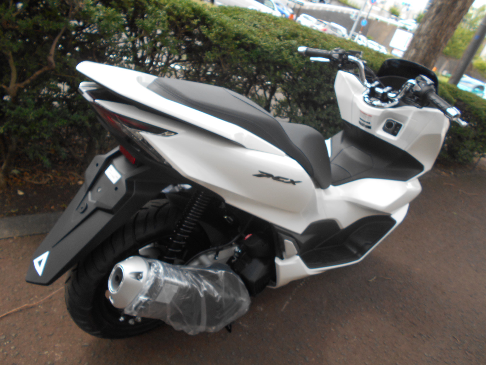 新車入荷情報！【HONDA PCX125】の「パールジャスミンホワイト」が当店に入荷しました！｜バイク・自転車の購入修理ならハヤサカサイクル